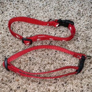 NWT Set of 2 Red Reflective Paw Print Dog Collars